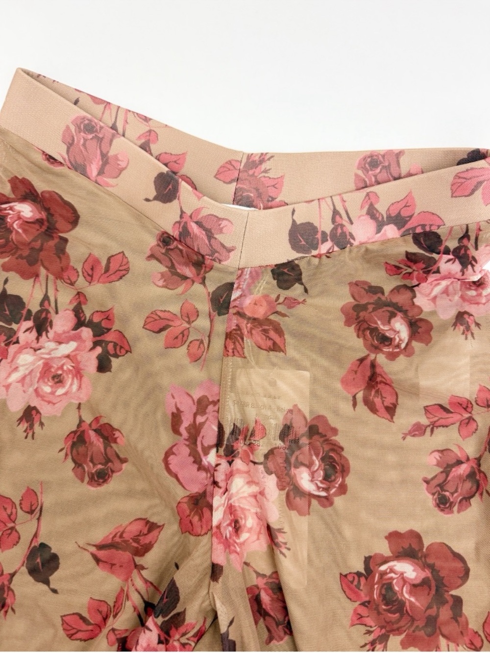 Floral Overlay Pants in Rose Pink and Taupe - Picture 5 of 11